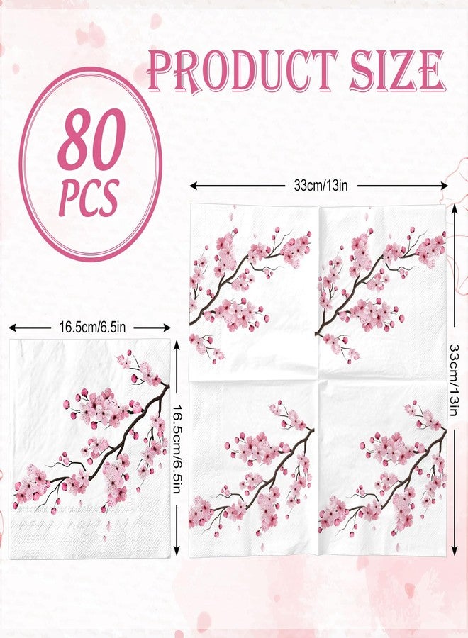 JarThenaAMCS مناديل ورقية من JarThenaAMCS، 80 قطعة، بنقشة زهر الكرز، لون وردي، للاستخدام مرة واحدة، مناسبة لفصلي الربيع والصيف، مثالية للغداء والعشاء، وحفلات الزفاف، وأعياد الميلاد، وحفلات استقبال المولود. - Image 2